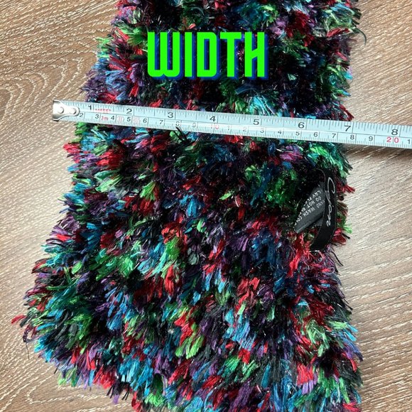 Cejon Shaggy Faux-Fur Scarf Jewel-tone Black Wrap Very Soft 70 Inch - Picture 6 of 7